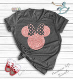 Disney Shirts, Disney Ear Shirt, Glitter Rose Gold Minnie Shirt