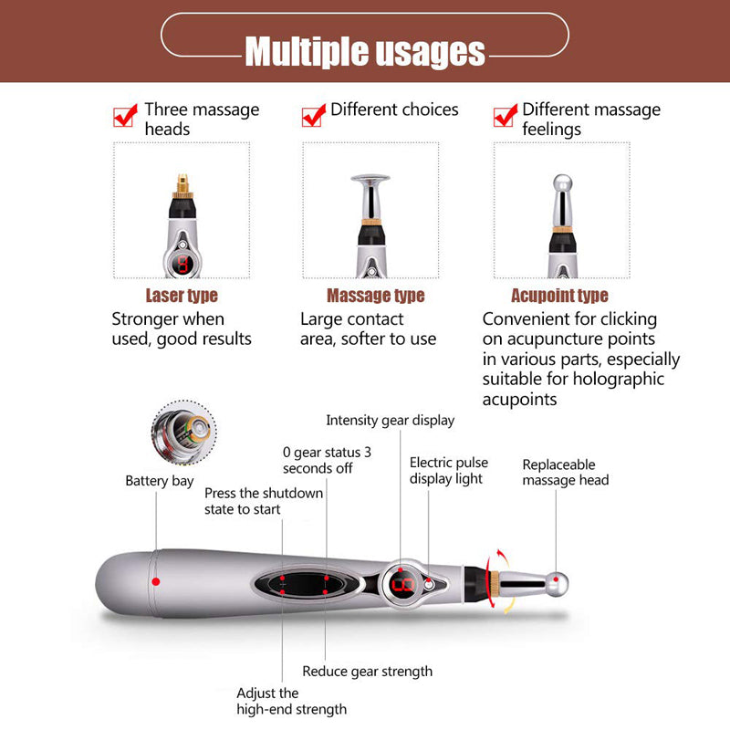 2019 New Electronic Acupuncture Pen Electric Meridians Laser Therapy Heal Massage Pen