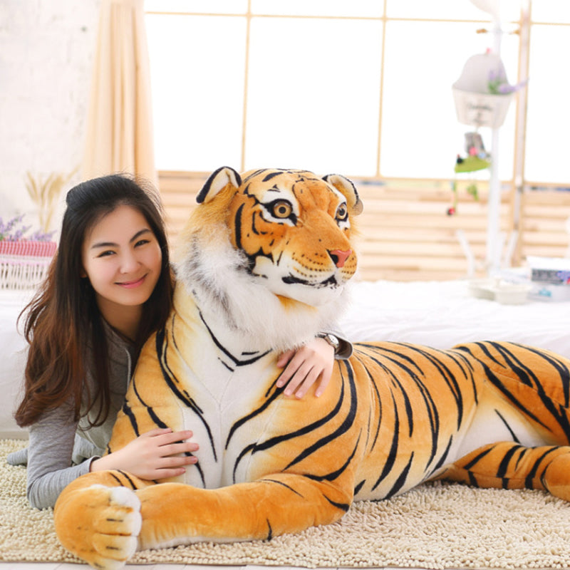 90 cm Lifelike Tiger Leopard Plush Toys Soft Stuffed Animals Simulation White Tiger Jaguar Doll Children Kids Birthday Gifts