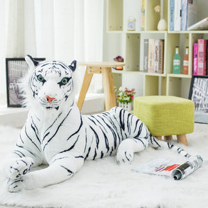 90 cm Lifelike Tiger Leopard Plush Toys Soft Stuffed Animals Simulation White Tiger Jaguar Doll Children Kids Birthday Gifts