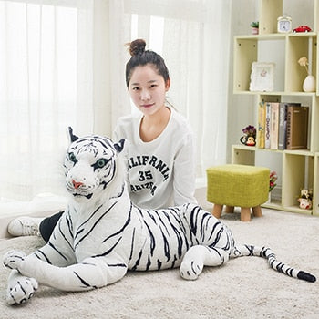 90 cm Lifelike Tiger Leopard Plush Toys Soft Stuffed Animals Simulation White Tiger Jaguar Doll Children Kids Birthday Gifts