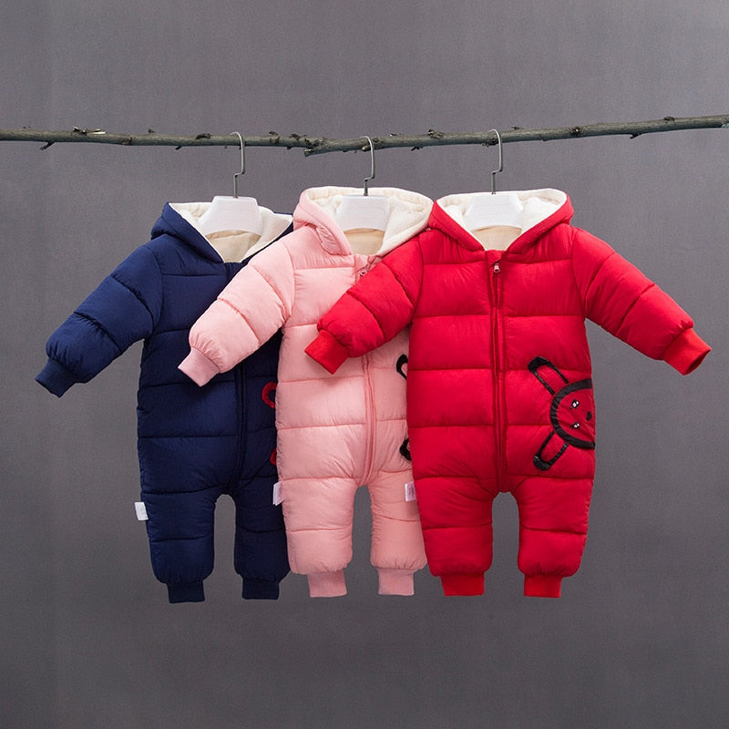 New Winter Plus warm overalls kids coat Baby wear Newborn Snowsuit Boy Warm Romper Down Cotton Girl clothes