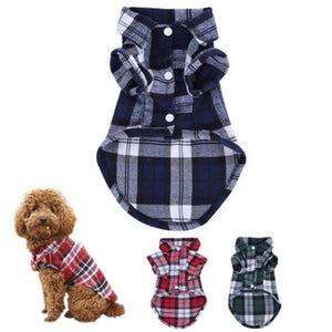 Pet Cat Costume Dog Clothes Autumn Coat Plaids Grid Wear Resistant