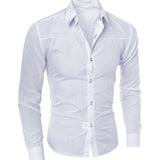 Fashionable Men's Long Sleeve Shirts Summer Slim  Cotton Turn-down Collar Shirt Mans Clothes