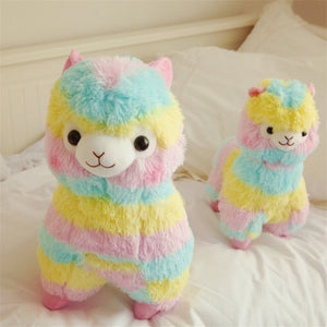 Soft Cotton Rainbow Alpaca Stuffed Plush Toy Doll Rainbow Horse Lama Animals Toys For Children Birthday Christmas Gifts