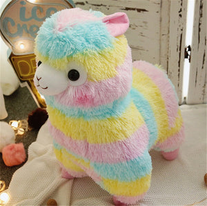 Soft Cotton Rainbow Alpaca Stuffed Plush Toy Doll Rainbow Horse Lama Animals Toys For Children Birthday Christmas Gifts