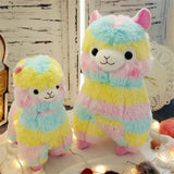 Soft Cotton Rainbow Alpaca Stuffed Plush Toy Doll Rainbow Horse Lama Animals Toys For Children Birthday Christmas Gifts