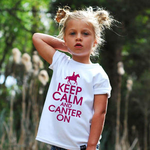 Keep Calm and Canter on Kids White Tshirt Kid Summer Short Sleeves T Shirts Letter Print Tshirt Kids Top Tees Baby Wear Clothes