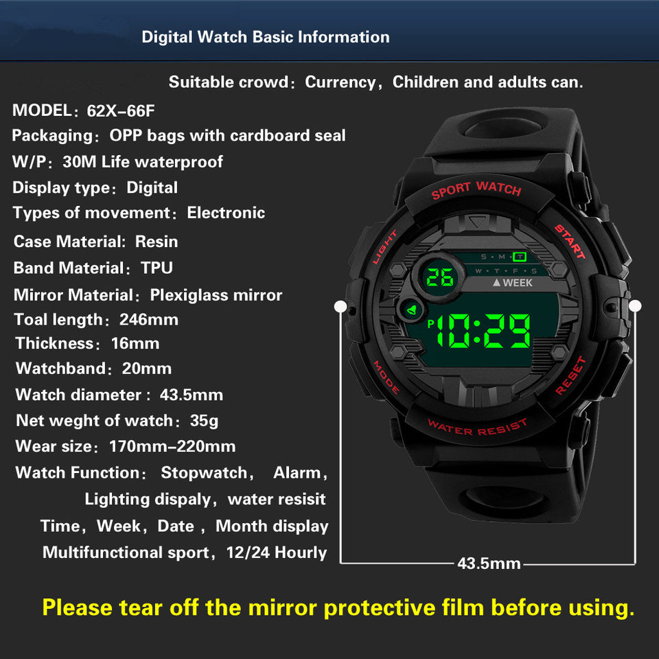 Luxury Mens Digital LED Watch Date Sport Men Outdoor Electronic Watch Quartz Watch Outdoor Hiking Sport Best Gift