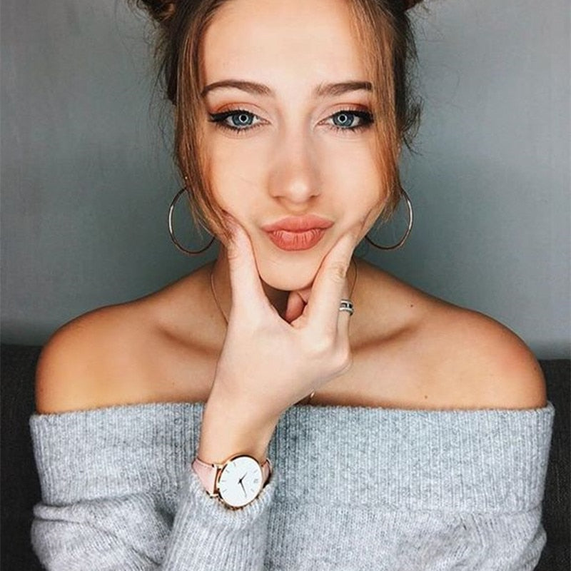 New Fashion Simple Women Watches Ladies Casual Leather Quartz Watch Female Clock