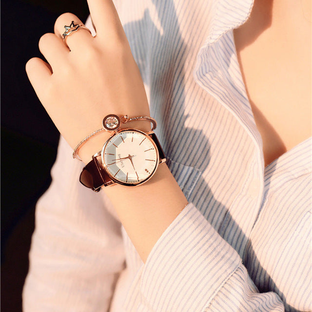 Polygonal dial design women watches luxury fashion dress quartz watch popular brand white ladies leather wristwatch