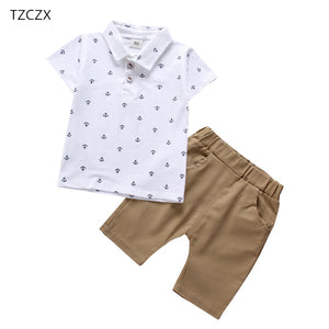 TZCZX New Summer Children Baby Boys Sets Fashion Novelty Printed Shirt + Pants Suit For 12 Month to 4 Years Old Kids Wear