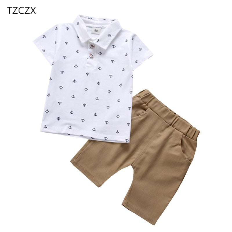 TZCZX New Summer Children Baby Boys Sets Fashion Novelty Printed Shirt + Pants Suit For 12 Month to 4 Years Old Kids Wear