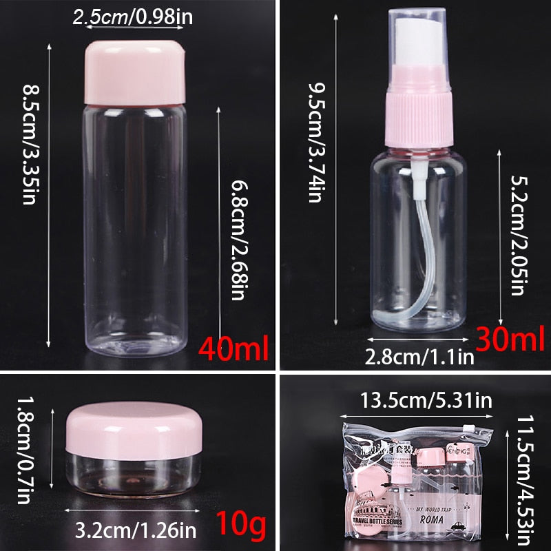 7pc/Set Travel Mini Makeup Cosmetic Face Cream Pot Bottles Plastic Transparent Empty Make Up Container Bottle