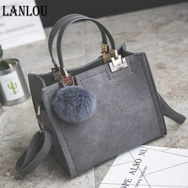 LANLOU Female crossbody bags for women,shoulder bag luxury handbags, travel Hairball bag frosted