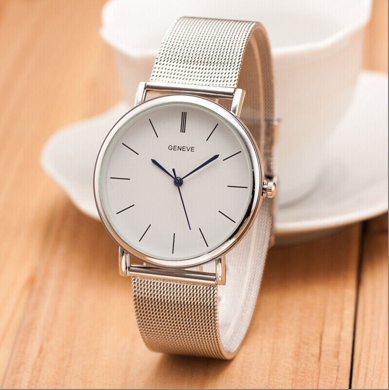 Famous Brand Gold Silver Casual Quartz Watch Women Mesh Stainless Steel Dress Women Watches