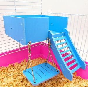 2019 Hamster Wooden Toy Set Tube Tunnel Cage Seesaw House rainbow swing Small Animals Pets