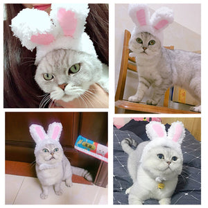 Cute Pet Cat Cap Funny Hat Rabbit Ears Hat Kitten Decor Party Cosplay Costume Accessory Outdoor Head Wear