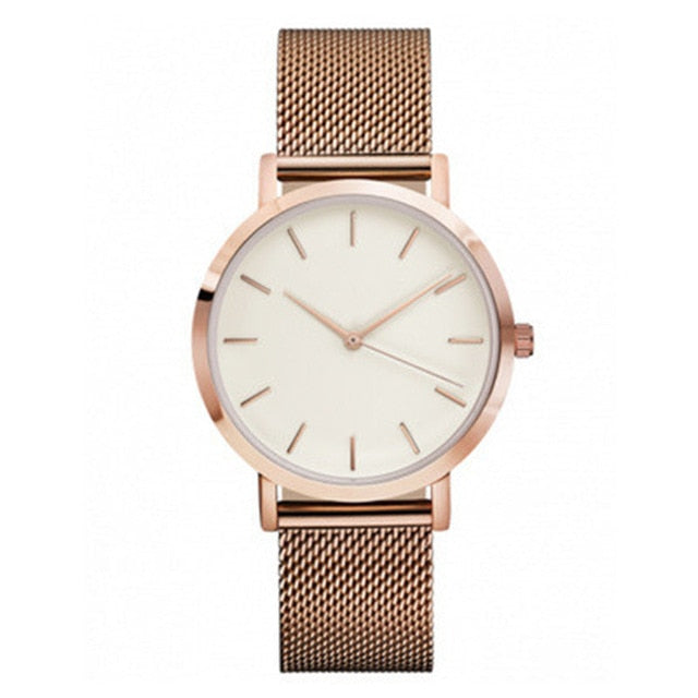 Fashion Silver Mesh Quartz Watch Women Metal Stainless Steel Dress Watches