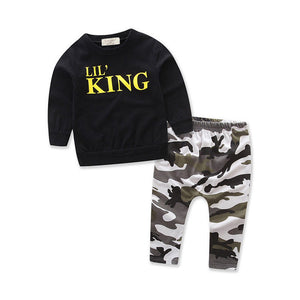 toddler boys clothing set Letter long sleeve T shirt Tops+Camouflage Pants Autumn Winter Children Kids Outfits