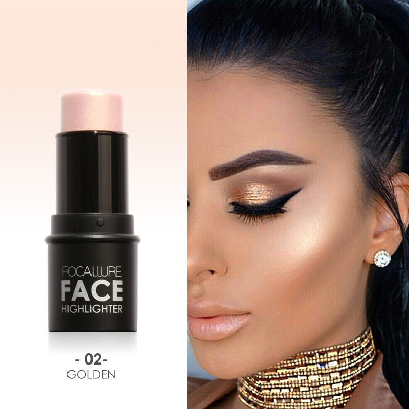 Focallure Face Highlighter&Bronzer Stick Shimmer Powder Creamy Waterproof Concealer Glitter face contour face