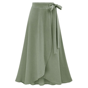 Chiffon Pink Ruffle Women's Long Skirt High Waist Bowtie Split Irregular Maxi Skirts  Spring  Office Clothes