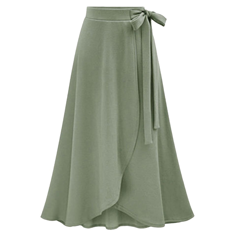 Chiffon Pink Ruffle Women's Long Skirt High Waist Bowtie Split Irregular Maxi Skirts  Spring  Office Clothes