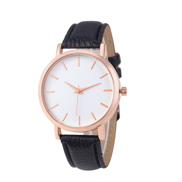 Fashion Women Watches Personality Romantic Rosefeild Wristwatch Leather Watchband Ladies Clock