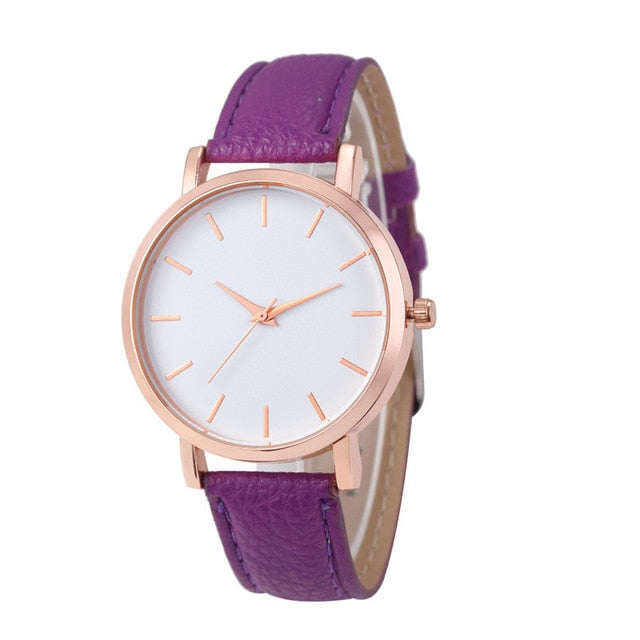 Fashion Women Watches Personality Romantic Rosefeild Wristwatch Leather Watchband Ladies Clock