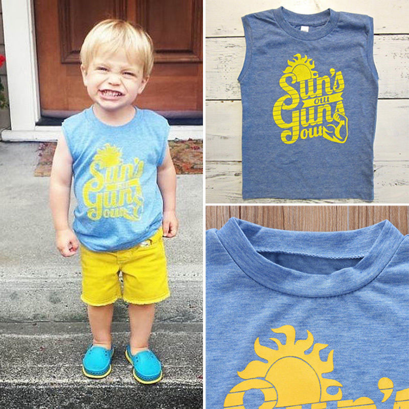 Hot 1-5 Years Baby Boy Short Sleeve T-shirt Summer Cotton Clothes Casual Wear Letter Sun