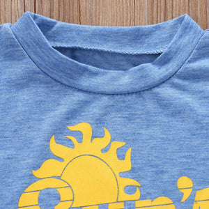 Hot 1-5 Years Baby Boy Short Sleeve T-shirt Summer Cotton Clothes Casual Wear Letter Sun