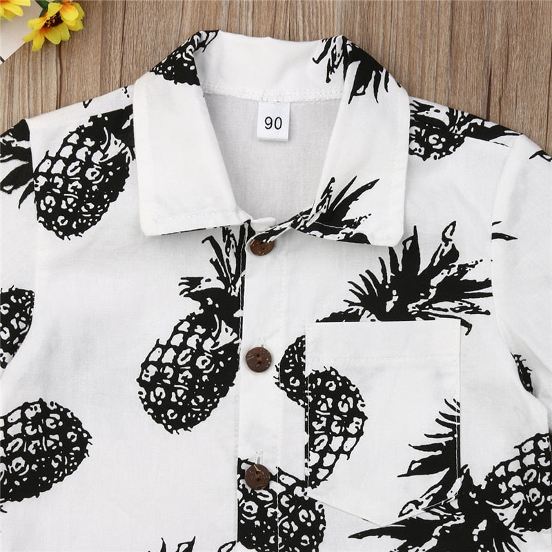 Baby Boy Clothes New Summer Wear Kids Boys Pineapple Print Short Sleeve Shirts White Cotton T-shirt Tops