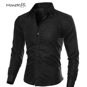 Fashionable Men's Long Sleeve Shirts Summer Slim  Cotton Turn-down Collar Shirt Mans Clothes