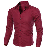 Fashionable Men's Long Sleeve Shirts Summer Slim  Cotton Turn-down Collar Shirt Mans Clothes