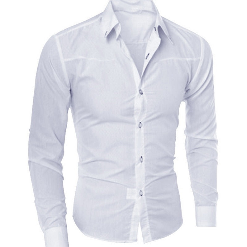 Fashionable Men's Long Sleeve Shirts Summer Slim  Cotton Turn-down Collar Shirt Mans Clothes
