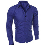 Fashionable Men's Long Sleeve Shirts Summer Slim  Cotton Turn-down Collar Shirt Mans Clothes