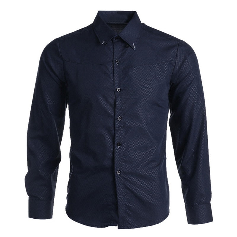 Fashionable Men's Long Sleeve Shirts Summer Slim  Cotton Turn-down Collar Shirt Mans Clothes