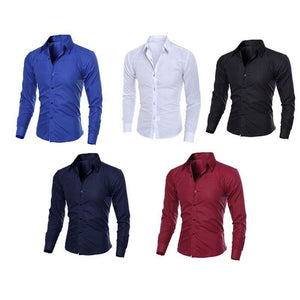 Fashionable Men's Long Sleeve Shirts Summer Slim  Cotton Turn-down Collar Shirt Mans Clothes