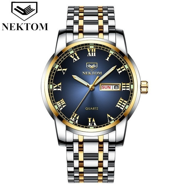 NEKTOM 2019 new hot luxury watch fashion waterproof stainless steel watch quartz men's watch