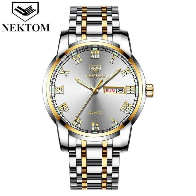 NEKTOM 2019 new hot luxury watch fashion waterproof stainless steel watch quartz men's watch