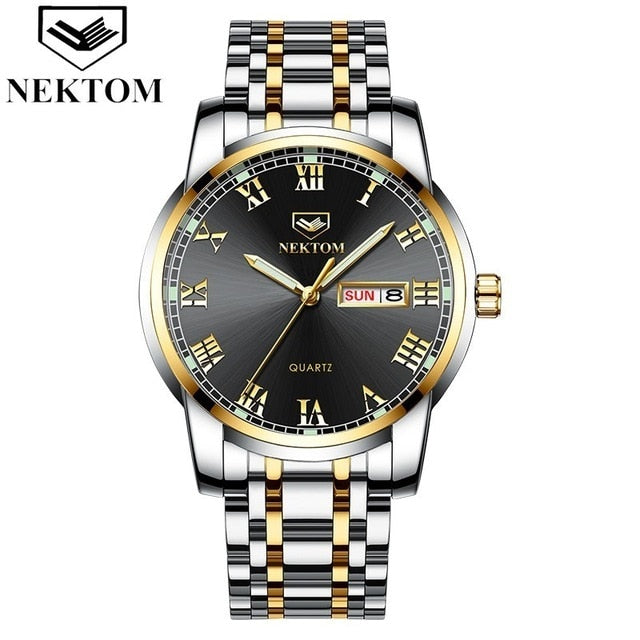 NEKTOM 2019 new hot luxury watch fashion waterproof stainless steel watch quartz men's watch