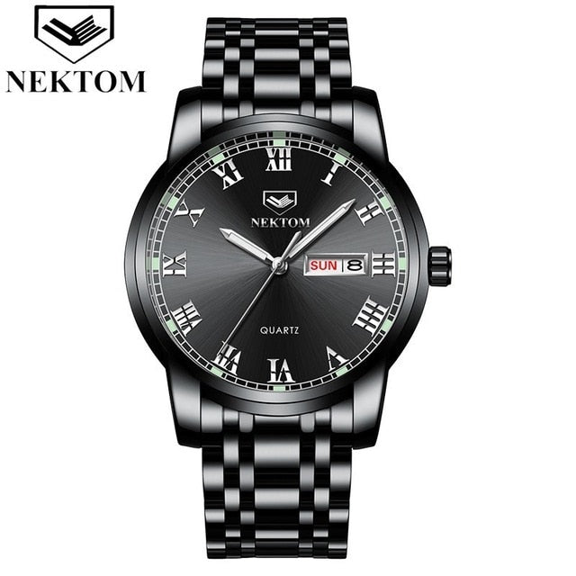 NEKTOM 2019 new hot luxury watch fashion waterproof stainless steel watch quartz men's watch