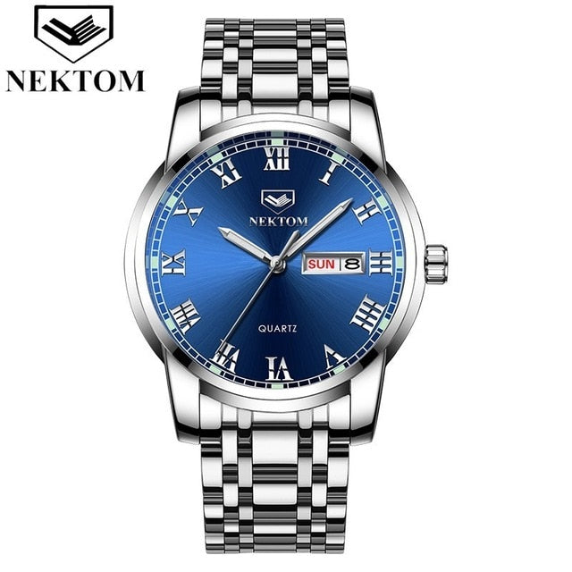 NEKTOM 2019 new hot luxury watch fashion waterproof stainless steel watch quartz men's watch