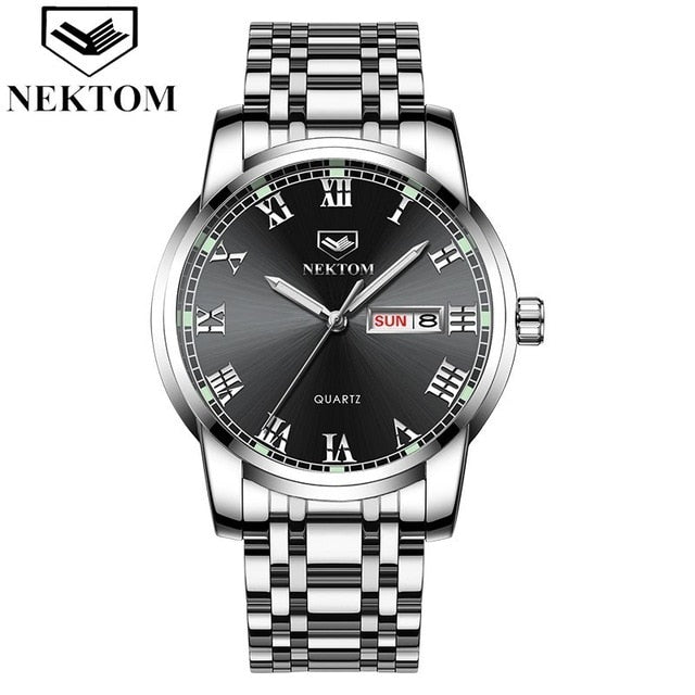 NEKTOM 2019 new hot luxury watch fashion waterproof stainless steel watch quartz men's watch