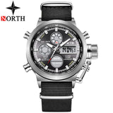 NORTH Sport Watch Men Military Quartz Watches For Men Analog LED Digital Leather Nylon Men Watches Casual Waterproof Wristwatch