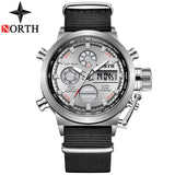 NORTH Sport Watch Men Military Quartz Watches For Men Analog LED Digital Leather Nylon Men Watches Casual Waterproof Wristwatch