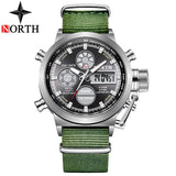 NORTH Sport Watch Men Military Quartz Watches For Men Analog LED Digital Leather Nylon Men Watches Casual Waterproof Wristwatch