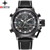 NORTH Sport Watch Men Military Quartz Watches For Men Analog LED Digital Leather Nylon Men Watches Casual Waterproof Wristwatch