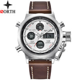 NORTH Sport Watch Men Military Quartz Watches For Men Analog LED Digital Leather Nylon Men Watches Casual Waterproof Wristwatch