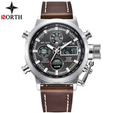 NORTH Sport Watch Men Military Quartz Watches For Men Analog LED Digital Leather Nylon Men Watches Casual Waterproof Wristwatch